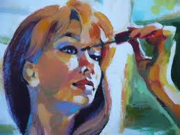 obraz - malująca rzęsy kobieta